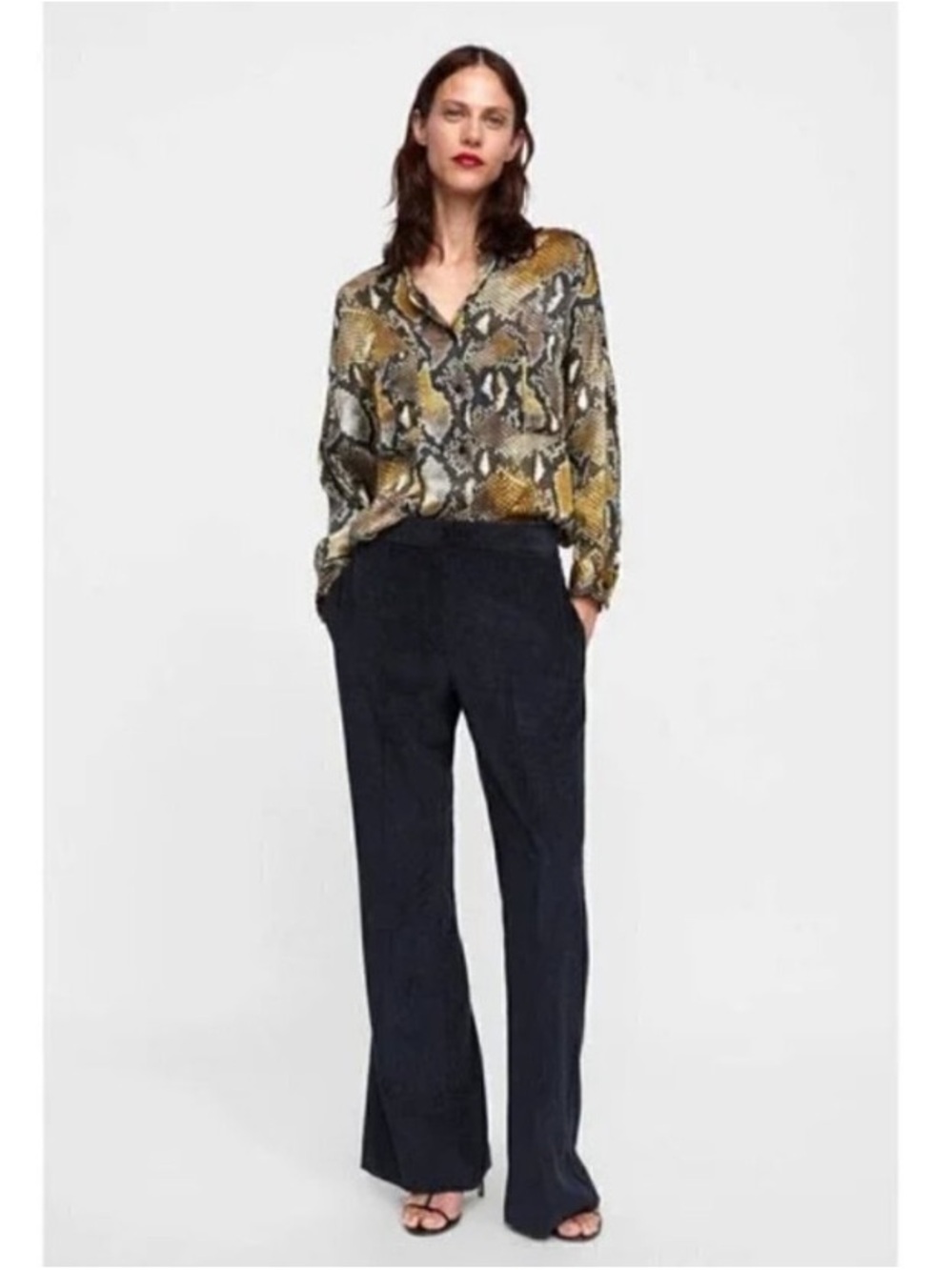 COPY Zara Mango Anthro Python Snake Animal Print Blouse Bloggers Oversized XS/S
